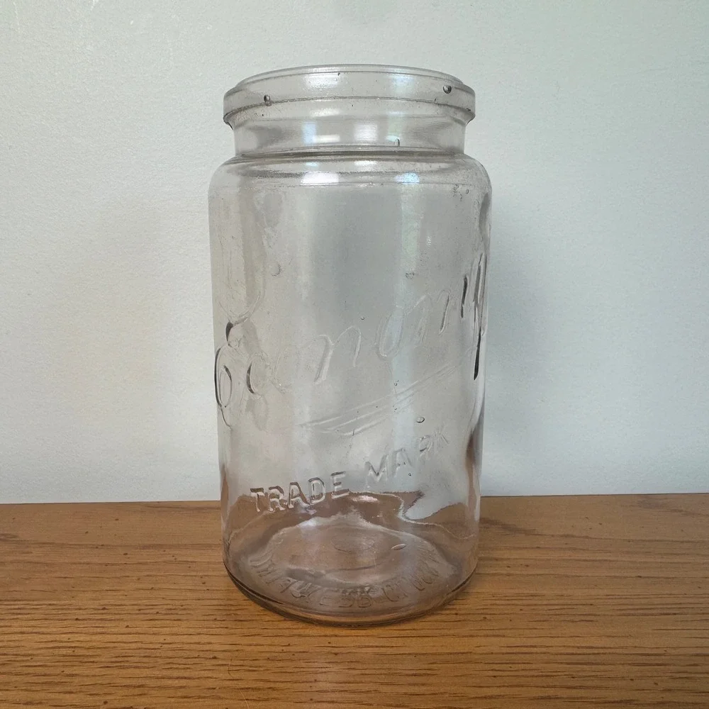 Antique‎ Kerr Glass Economy Portland Oregon Clear Glass Jar Storage Canning